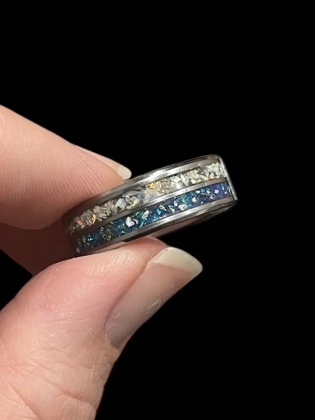 Double Channel Titanium Ashes Ring - Prints Charming