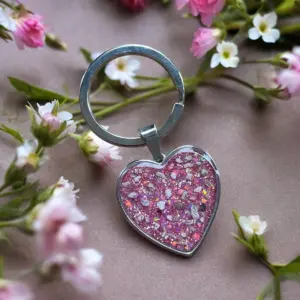 ashes heart steel keyring